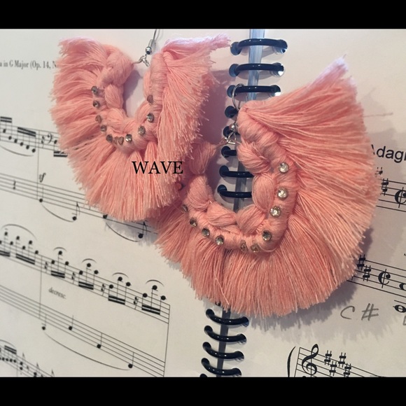 Macrame fringe earrings/ custom designed handmade - Picture 3 of 3